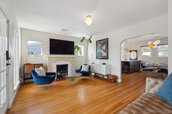 Dining room, Fireplace, Interior, Living room, Wood Texture Flooring
