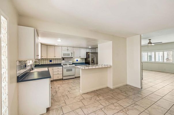 Interior, Kitchen, Marble, Recessed Lighting, Stainless Steel Appliances