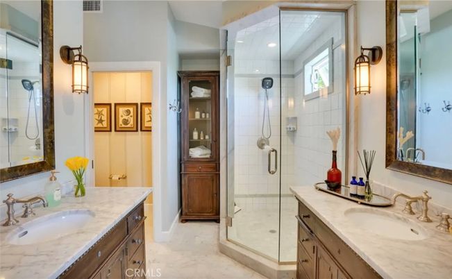 Bathroom, Dual Sink Vanities, Glass Shower, Interior, Recessed Lighting