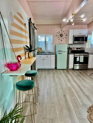 Interior, Kitchen, Stainless Steel Appliances, Wood Texture Flooring