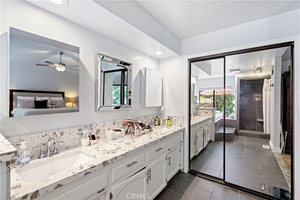 Bathroom, Bedroom, Dual Sink Vanities, Glass Shower, Interior, Recessed Lighting