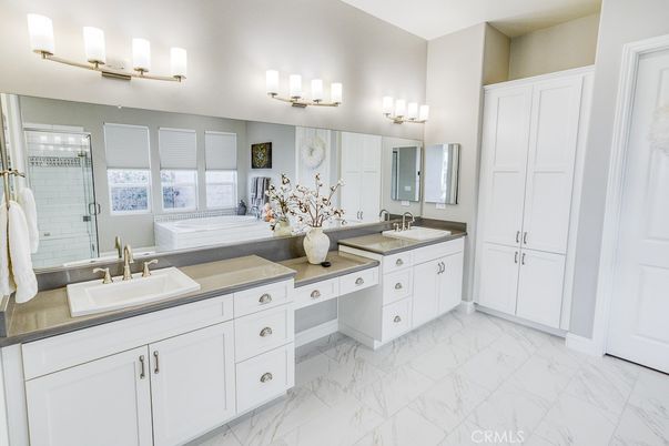 Bathroom, Dual Sink Vanities, Glass Shower, Interior, Marble