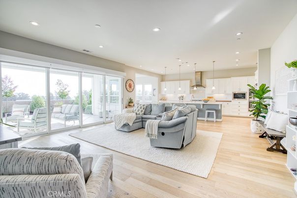 Interior, Kitchen, Living room, Pendant Lights, Recessed Lighting, Wood Texture Flooring