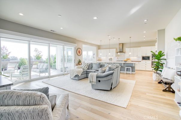 Interior, Kitchen, Living room, Pendant Lights, Recessed Lighting, Wood Texture Flooring