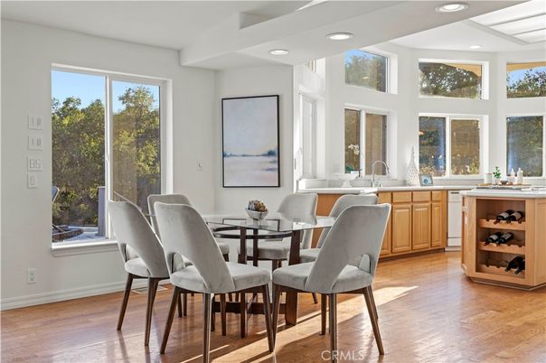 Dining room, Interior, Recessed Lighting, Wood Texture Flooring