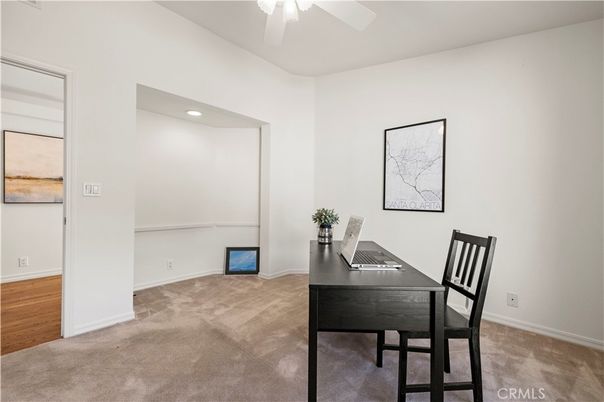 Home Office, Interior, Recessed Lighting, Wood Texture Flooring