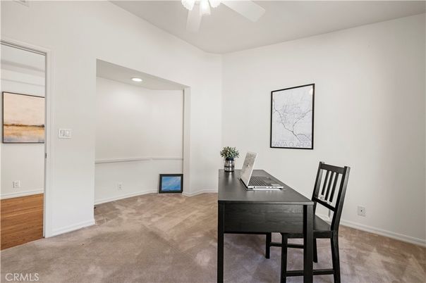 Home Office, Interior, Recessed Lighting, Wood Texture Flooring