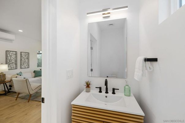 Bathroom, Interior, Recessed Lighting, Wood Texture Flooring