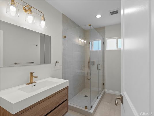 Bathroom, Glass Shower, Interior, Recessed Lighting