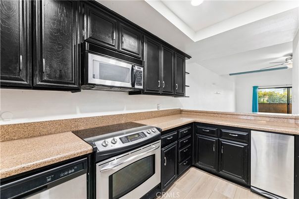 Interior, Kitchen, Stainless Steel Appliances, Wood Texture Flooring