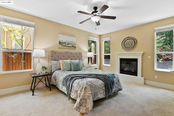 Bedroom, Fireplace, Interior