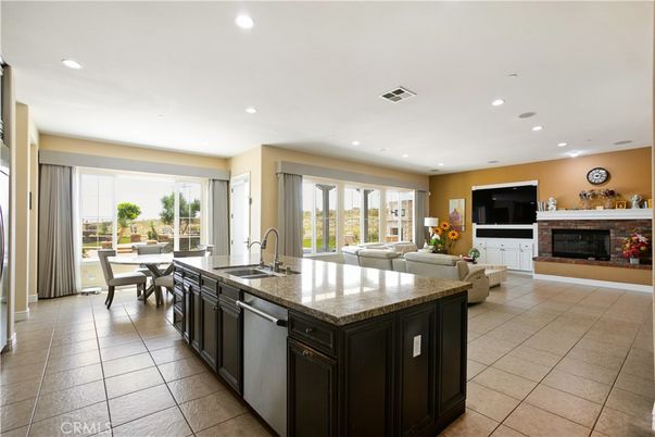Dining room, Fireplace, Interior, Kitchen, Living room, Recessed Lighting