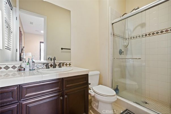 Bathroom, Glass Shower, Interior, Recessed Lighting, Tile Countertops