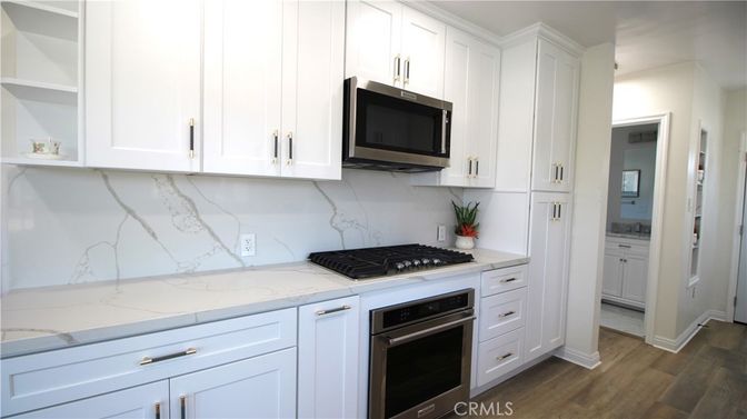 Interior, Kitchen, Marble Walls, Wood Texture Flooring