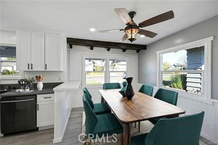 Dining room, Interior, Kitchen, Recessed Lighting, Wood Texture Flooring