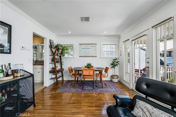 Dining room, Interior, Recessed Lighting, Wood Texture Flooring