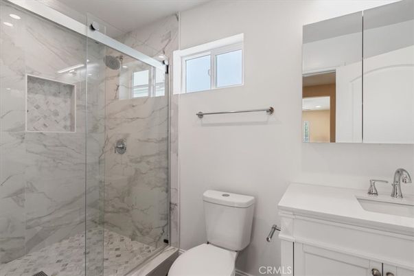 Bathroom, Glass Shower, Interior, Marble Walls, Recessed Lighting