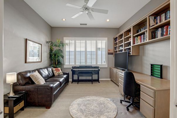 Home Office, Interior, Piano, Recessed Lighting