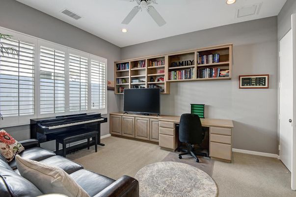 Home Office, Interior, Piano, Recessed Lighting