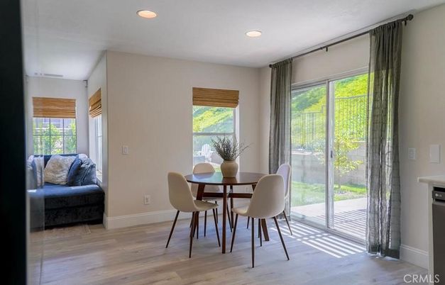 Dining room, Interior, Recessed Lighting, Wood Texture Flooring
