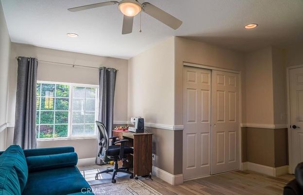 Home Office, Interior, Recessed Lighting, Wood Texture Flooring