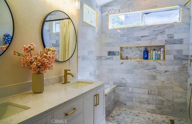 Bathroom, Dual Sink Vanities, Interior, Marble Walls