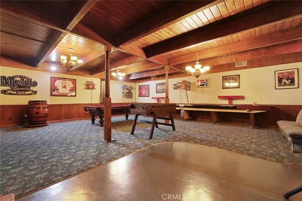Billiard Table, Chandelier, Game Room, Interior, Wooden Beams, Wooden Ceilings