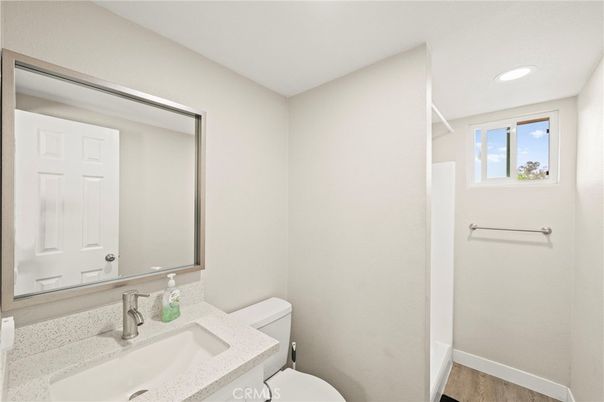 Bathroom, Interior, Recessed Lighting, Wood Texture Flooring