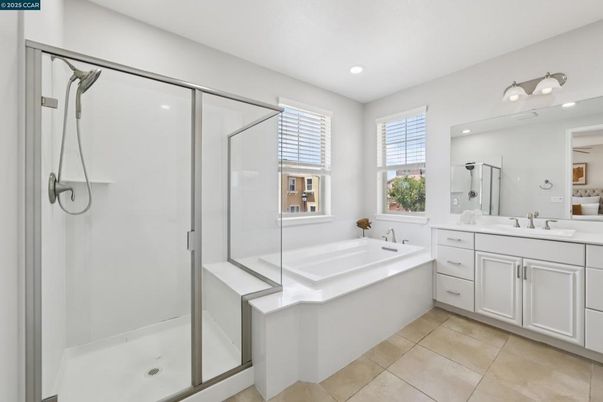Bathroom, Dual Sink Vanities, Glass Shower, Interior, Recessed Lighting
