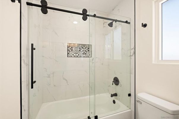 Bathroom, Glass Shower, Interior, Marble Walls