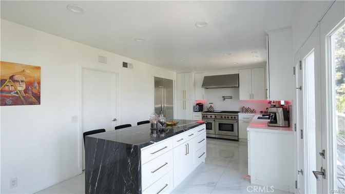 Interior, Kitchen, Marble, Recessed Lighting, Stainless Steel Appliances