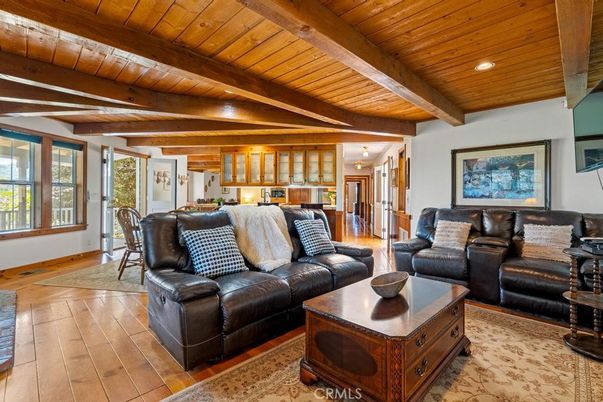 Dining room, Interior, Living room, Recessed Lighting, Wooden Beams, Wooden Ceilings, Wood Texture Flooring