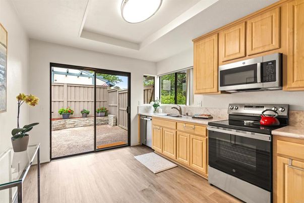 Interior, Kitchen, Stainless Steel Appliances, Wood Texture Flooring