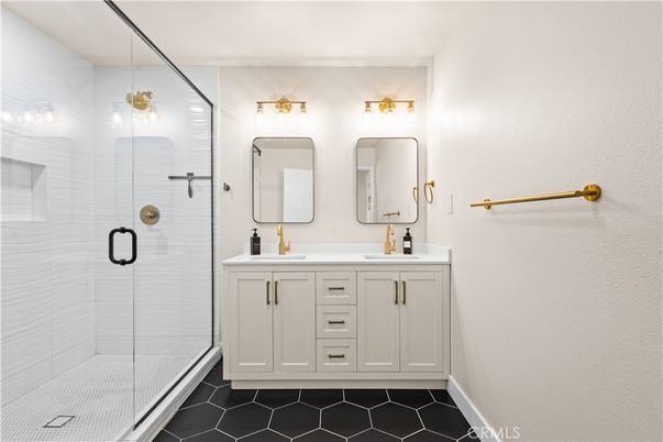Bathroom, Dual Sink Vanities, Glass Shower, Interior