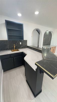 Interior, Kitchen, Marble Walls, Recessed Lighting
