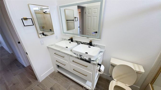 Bathroom, Dual Sink Vanities, Interior, Wood Texture Flooring