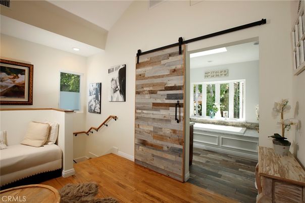 Bedroom, Interior, Recessed Lighting, Wood Texture Flooring, Wooden Walls