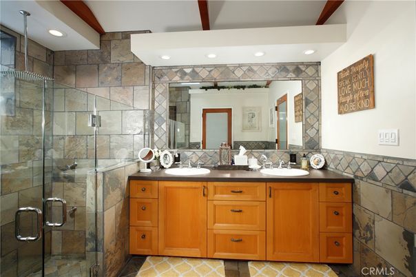 Bathroom, Interior, Recessed Lighting, Wood Texture Flooring