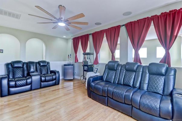 Home Theatre Room, Interior, Recessed Lighting, Theatre Room, Wood Texture Flooring