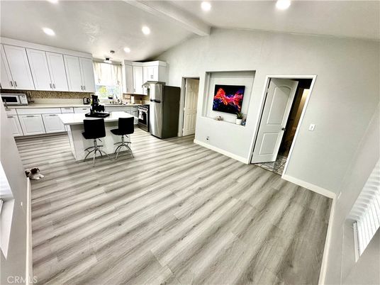 Interior, Kitchen, Recessed Lighting, Wood Texture Flooring