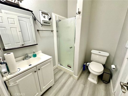 Bathroom, Glass Shower, Interior, Wood Texture Flooring