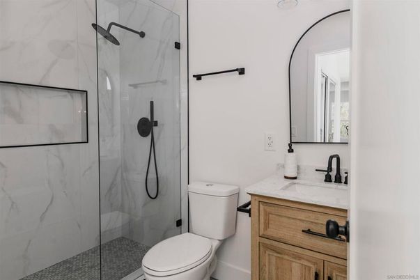 Bathroom, Glass Shower, Interior, Marble Walls