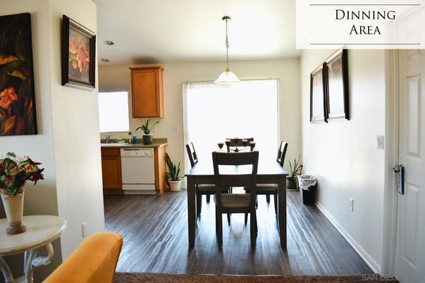 Dining room, Interior, Kitchen, Pendant Lights, Wood Texture Flooring