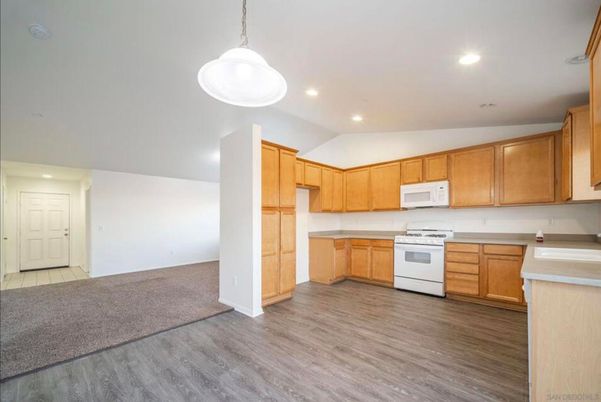 Interior, Kitchen, Pendant Lights, Recessed Lighting, Wood Texture Flooring