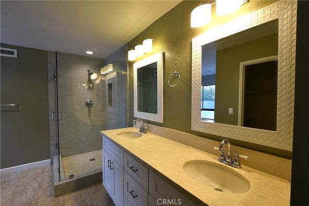 Bathroom, Dual Sink Vanities, Glass Shower, Interior, Recessed Lighting