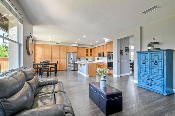 Dining room, Interior, Kitchen, Recessed Lighting, Stainless Steel Appliances, Wood Texture Flooring