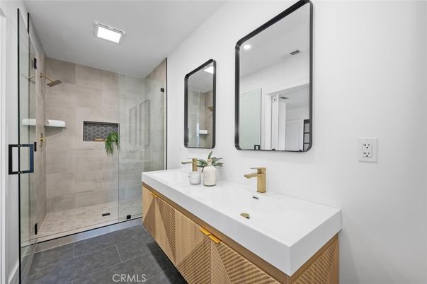 Bathroom, Dual Sink Vanities, Glass Shower, Interior, Recessed Lighting