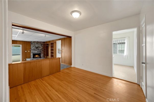 Empty room, Fireplace, Interior, Wood Texture Flooring, Wooden Walls