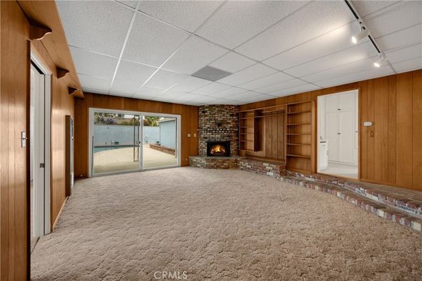 Empty room, Fireplace, Interior, Stone Walls, Wooden Walls