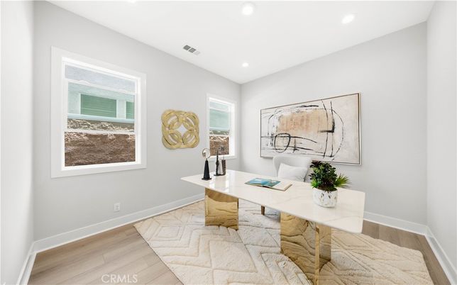 Home Office, Interior, Recessed Lighting, Wood Texture Flooring